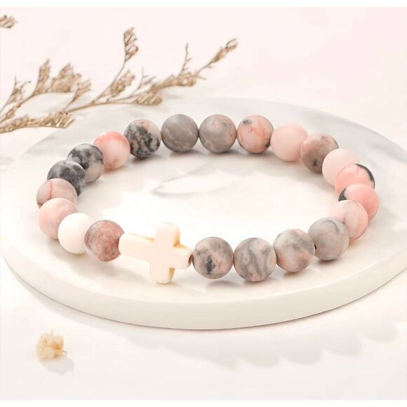 2/$21 Pink Faith Beaded Bracelet - Religious Bracelet - Picture 6 of 8